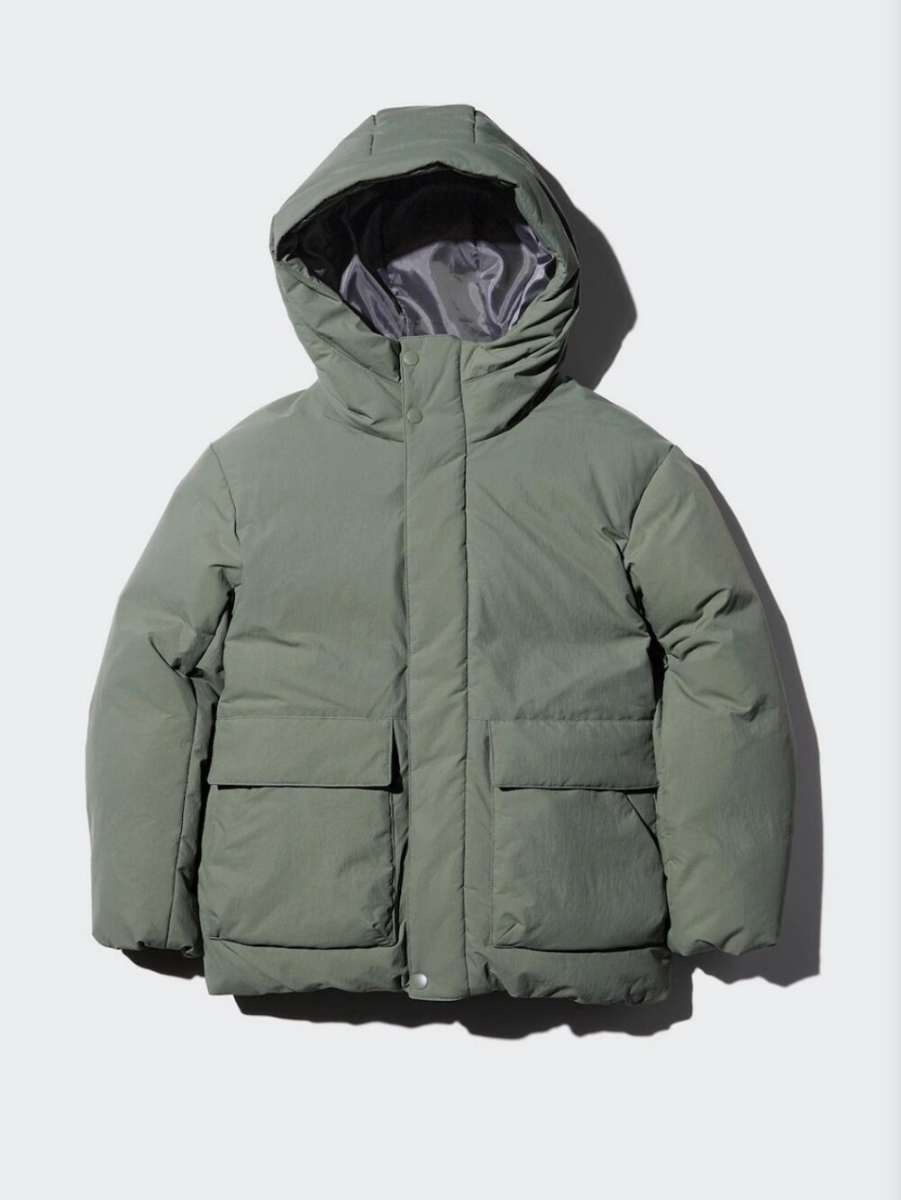 Uniqlo Boy's Olive Green Puffer Hooded Jacket Sz 3-4